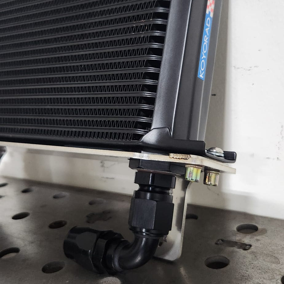 260Z Koyorad oil cooler mount installed in engine bay