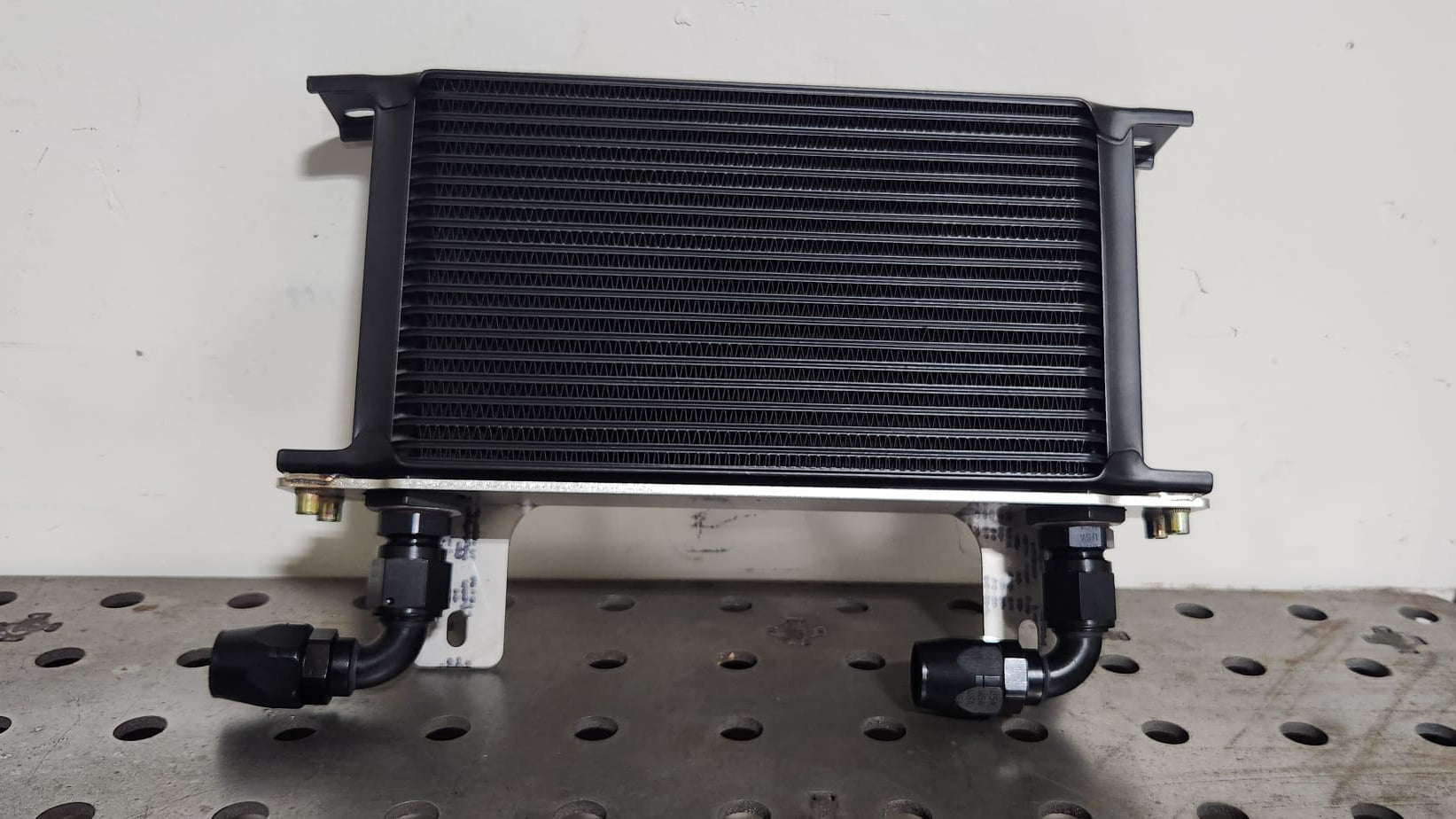 Close-up of Koyorad oil cooler mount hardware