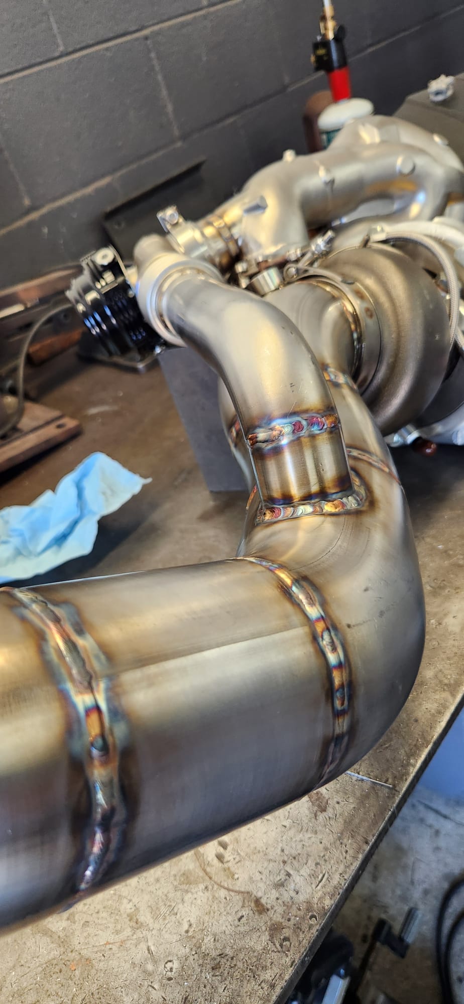 Custom stainless exhaust fabrication detail photo 17