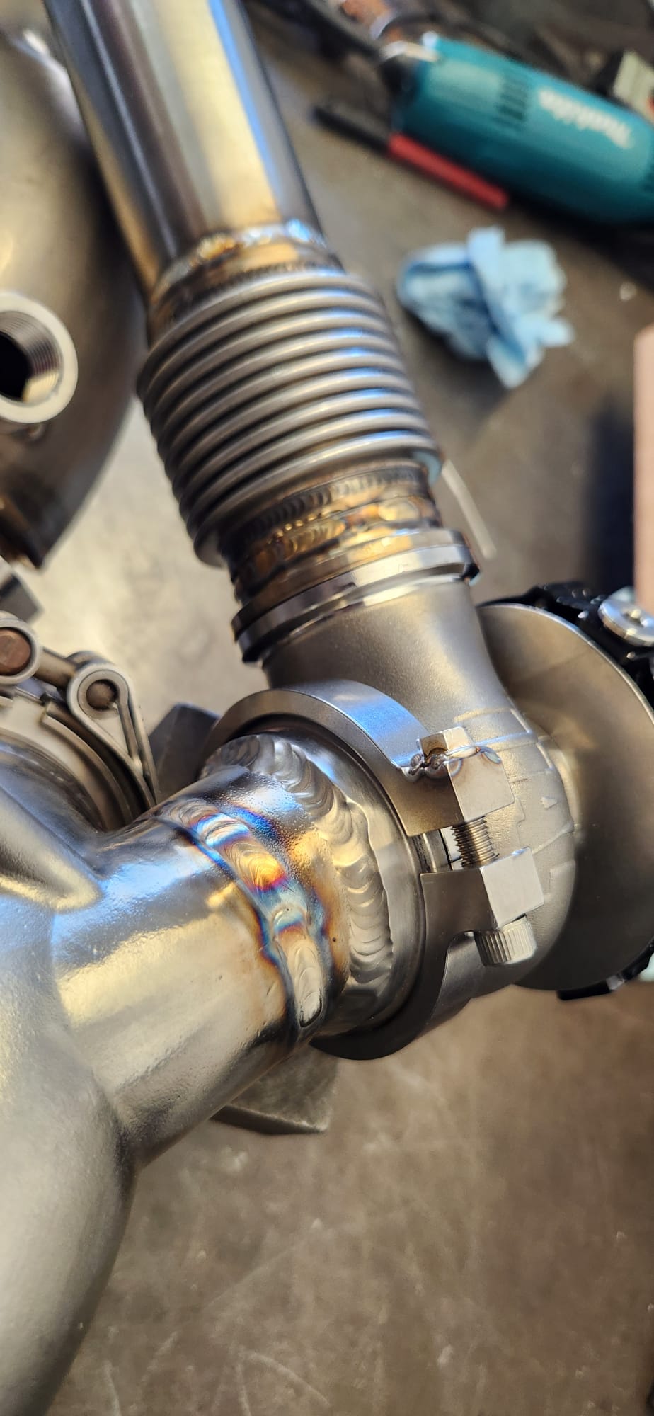 Custom stainless exhaust fabrication detail photo 19
