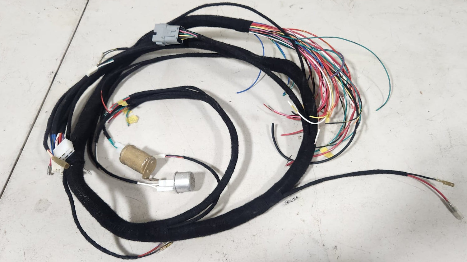 ZSM S30Z complete custom wiring harness laid out on workshop floor
