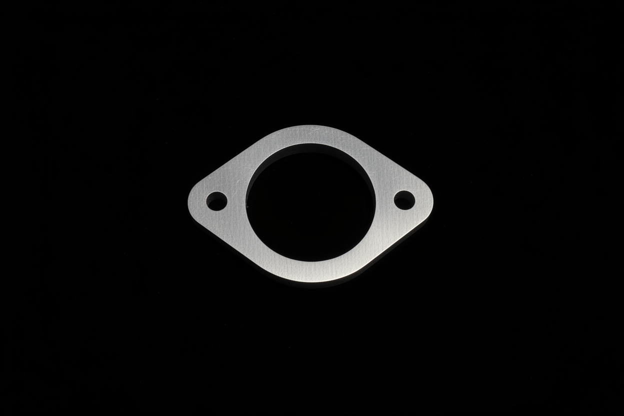 AE86 Header to CAT Stainless Flange 2.5 inch - laser cut stainless steel on black background