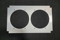 AE86 Dual Fan Shroud for two Spal 12 inch fans - laser cut aluminum on black felt background