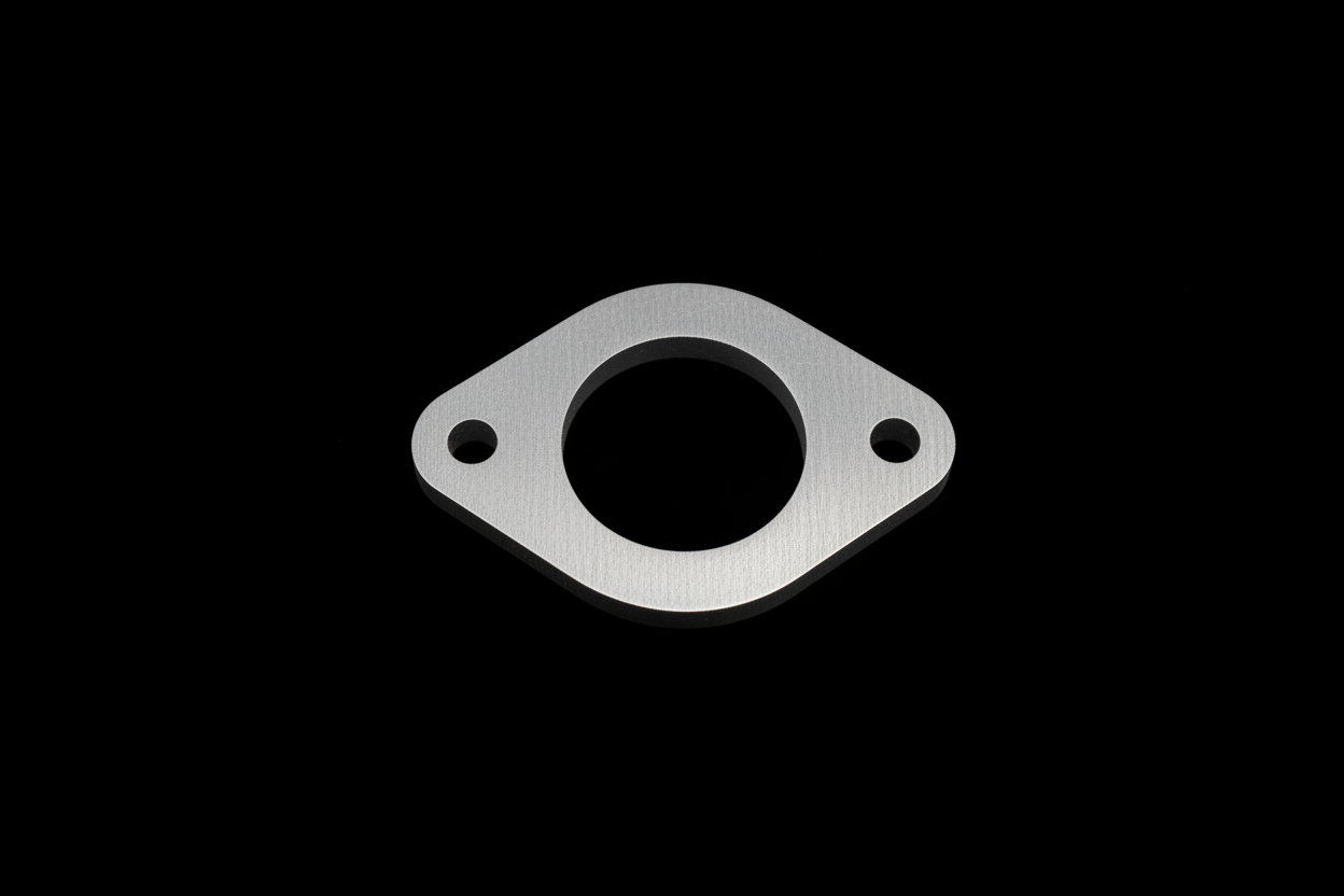AE86 Header to CAT Stainless Flange 2.25 inch - laser cut stainless steel on black background