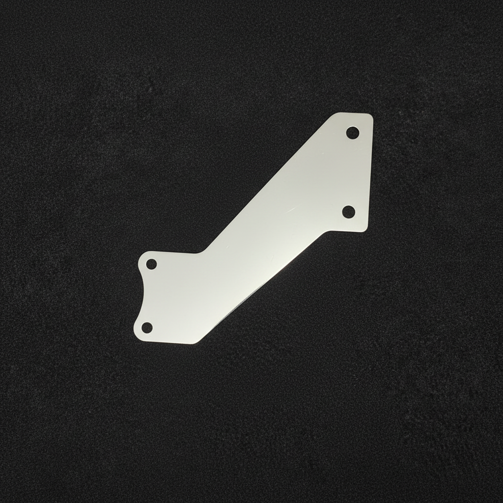 Stainless steel elongated diagonal fuel regulator bracket for Toyota TE37 on black felt