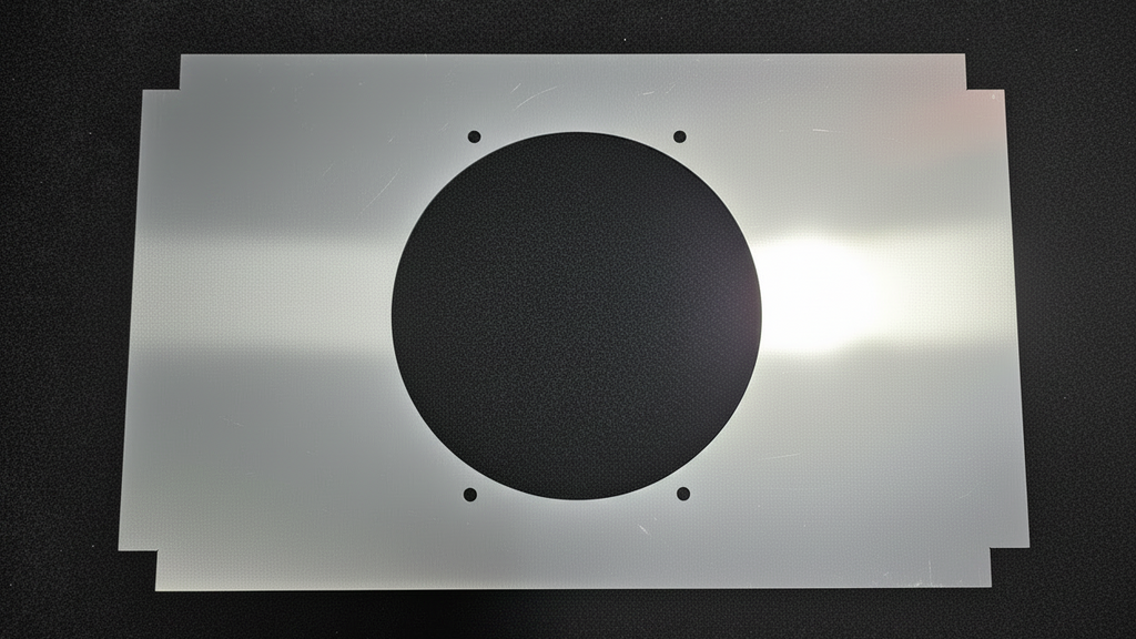 AE86 Single Fan Shroud for Derale 12 inch fan - laser cut aluminum on black felt background