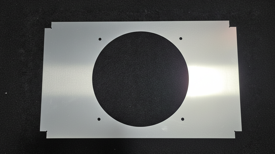 AE86 Single Fan Shroud for Spal 12 inch fan - laser cut aluminum on black felt background
